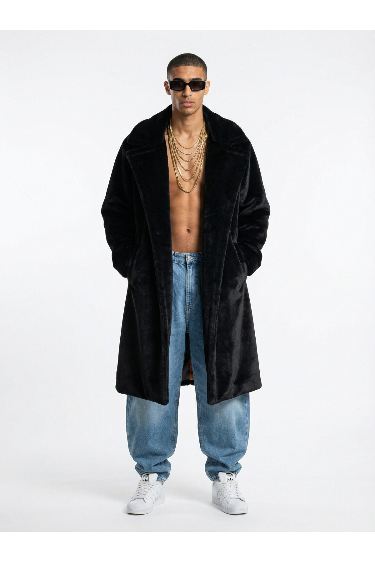 Sun Burners  Midnight Rose | Faux Fur - Erkek Siyah Lüks Peluş Kürk - Görsel 4