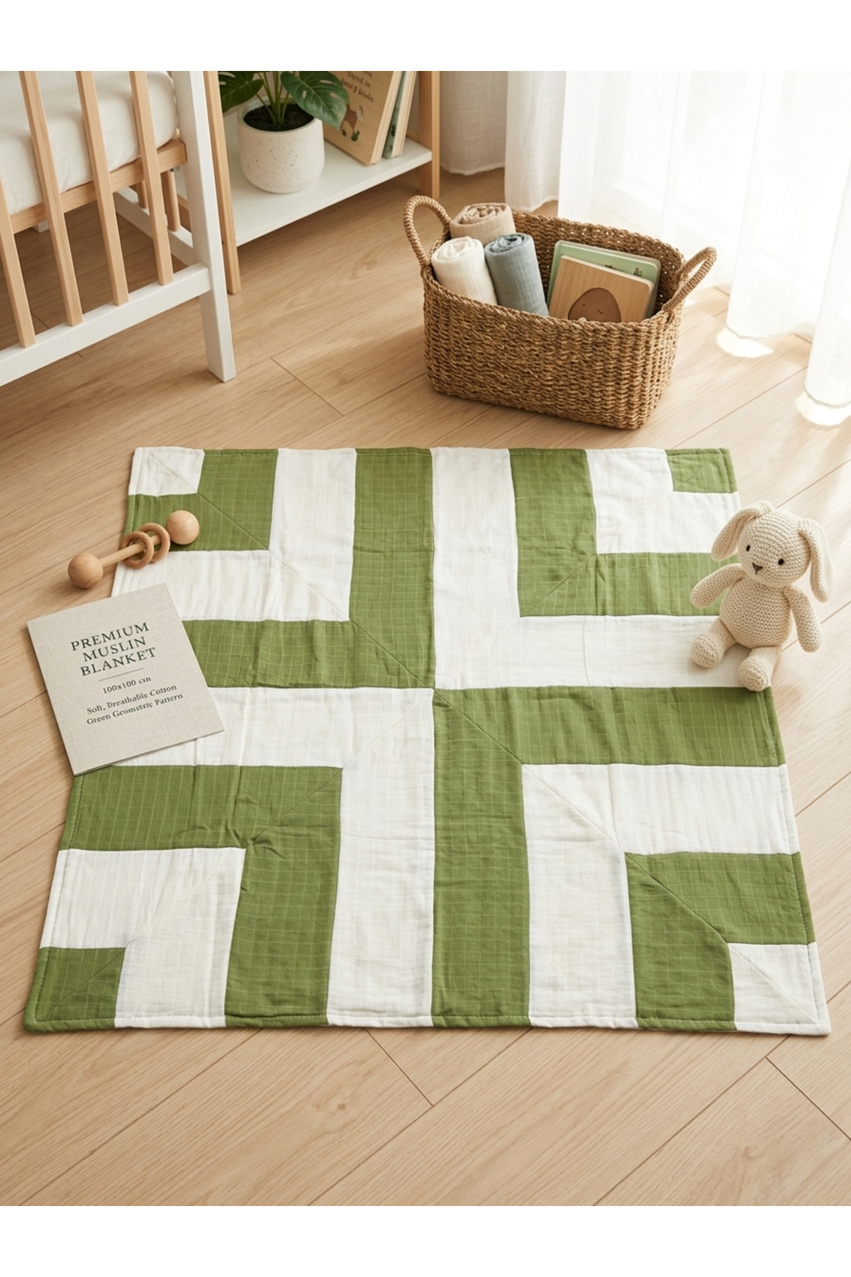 ngn collection 4’lü Müslin Bebek Seti Müslin Pike Örtü 100x100, Emzirme Önlüğü 70x70, 2 Ağız Mendili %100 Pamuk fotoğrafı 2 (önizleme)