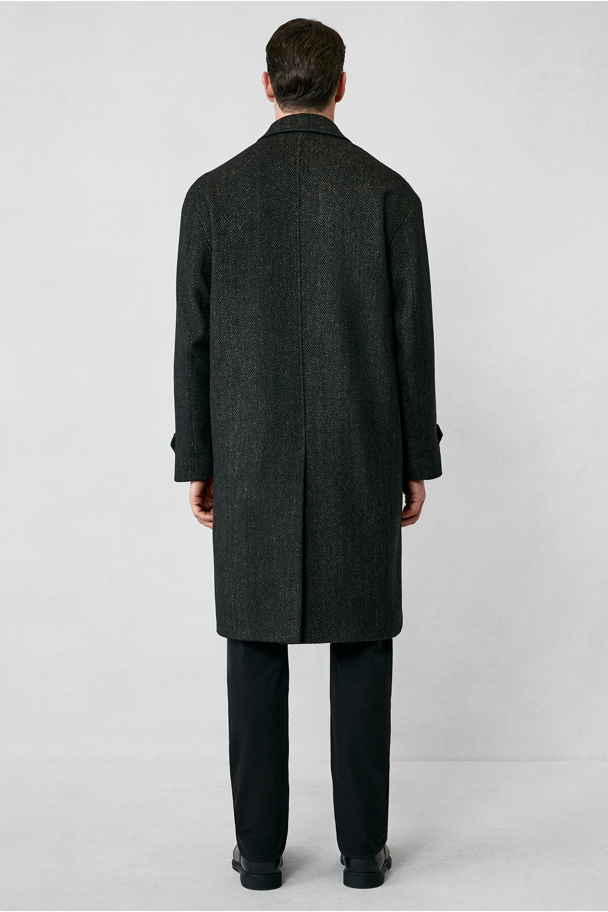 Kiğılı  Oversize Ekstra Rahat Kesim Apoletli Cepli Desenli Yünlü Palto - Görsel 7