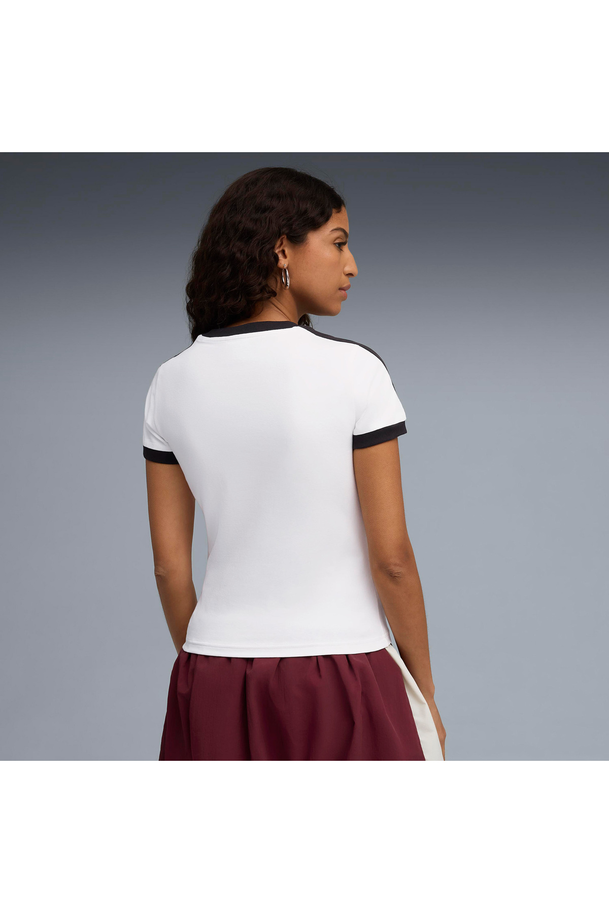 Puma T7 Slim Kadın Beyaz T-Shirt görsel 3