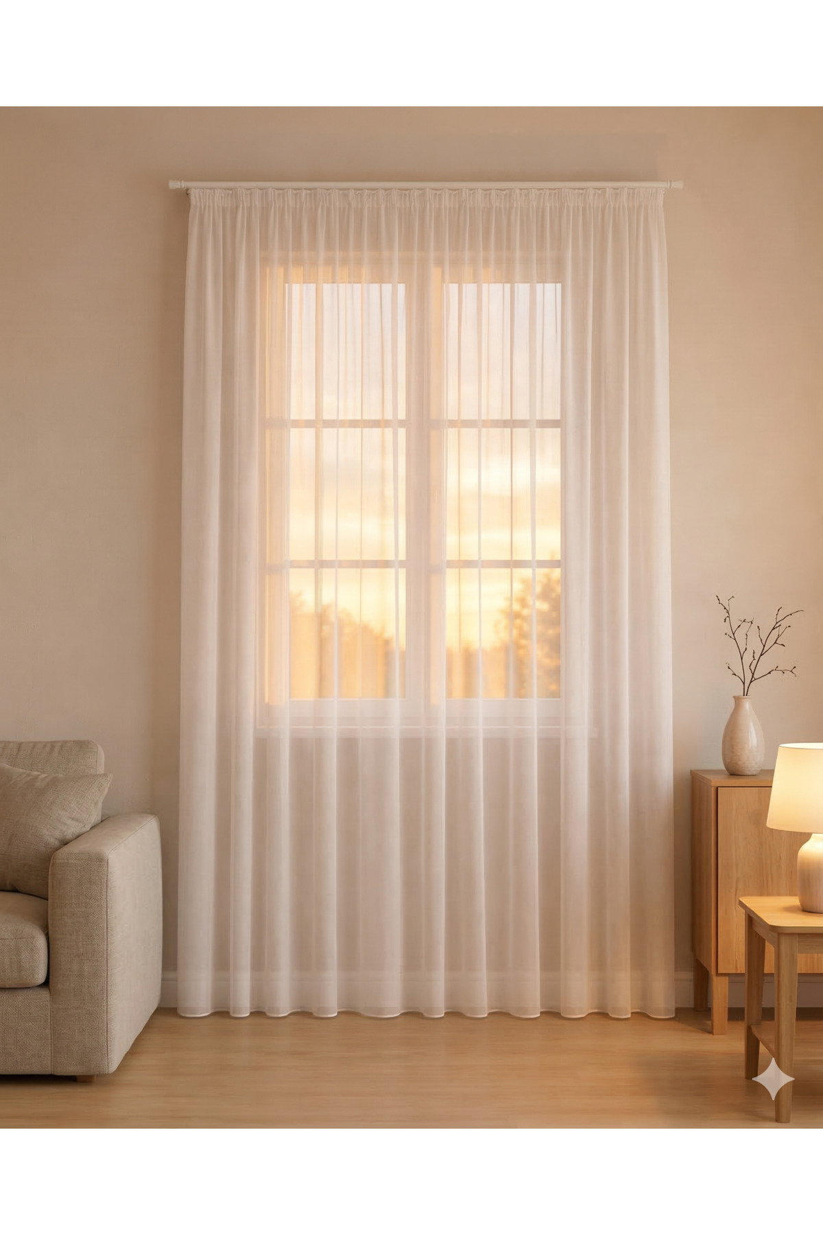 Miabella Home Бяла прозрачна завеса за всекидневна Прозрачна завеса Обикновен...