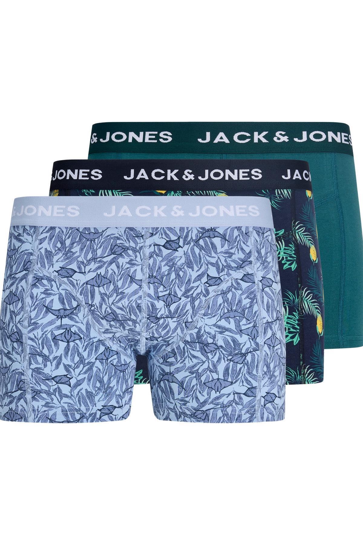 شورت بوکسور نخی مردانه JACJAKE Lemon Trunks بسته 3 عددی جک اند جونز باکسر Jack & Jones