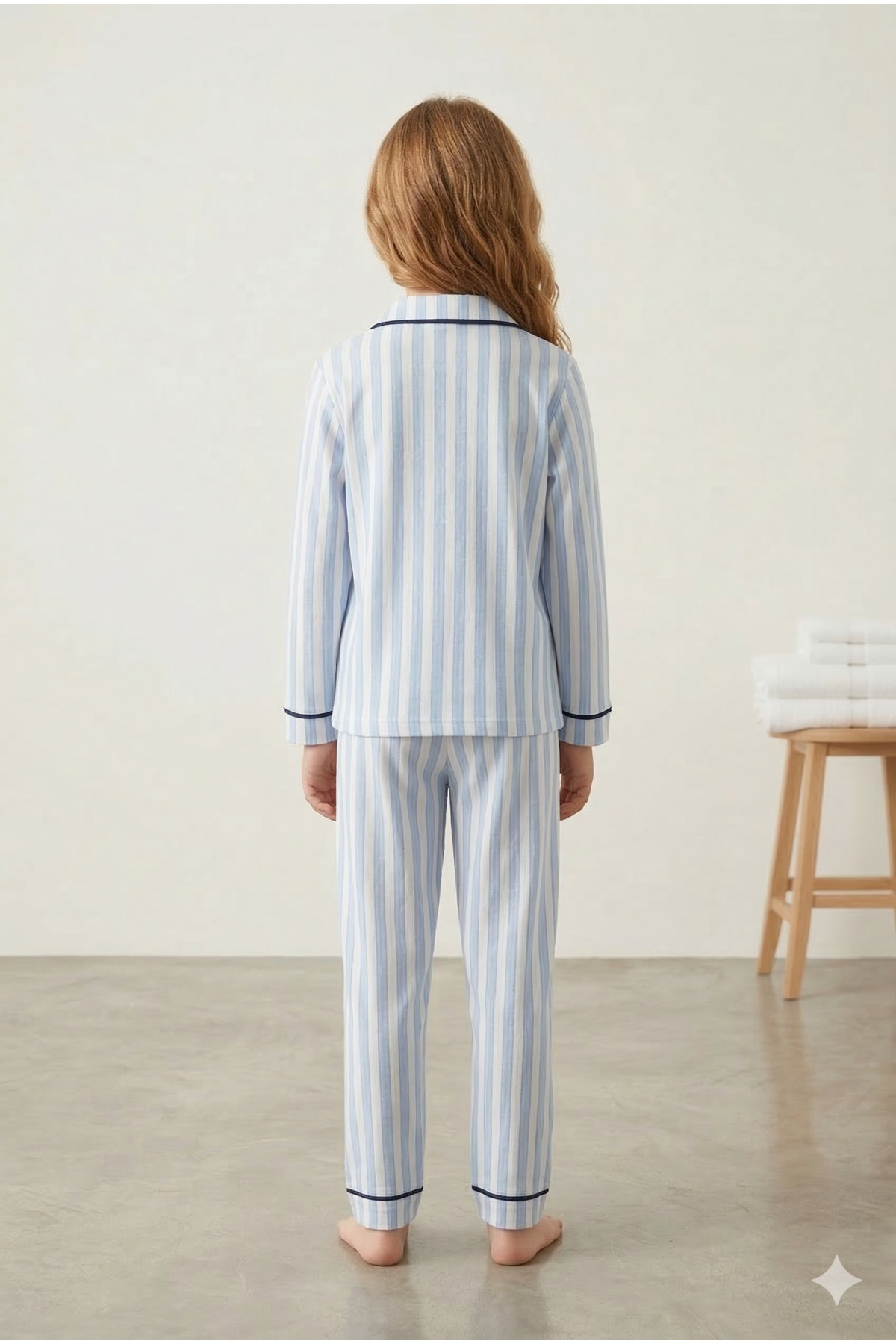 kinderos Çizgili Düğmeli Çocuk Pijama Takımı - 26K 4021 fotoğrafı 4 (önizleme)