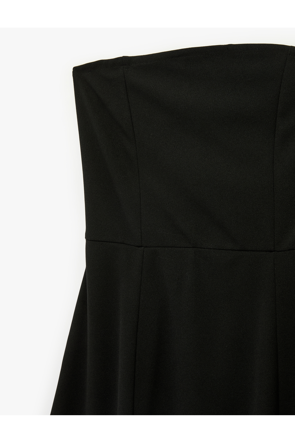 Koton  Krep Scuba Kumaş Midi Boy Straplez Kloş Elbise - Görsel 5