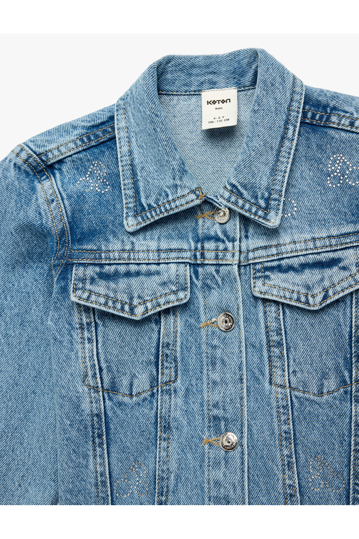 Koton Uzun Kollu Düğmeli Cepli Taş İşleme Detaylı Denim Ceket fotoğrafı 3 (önizleme)