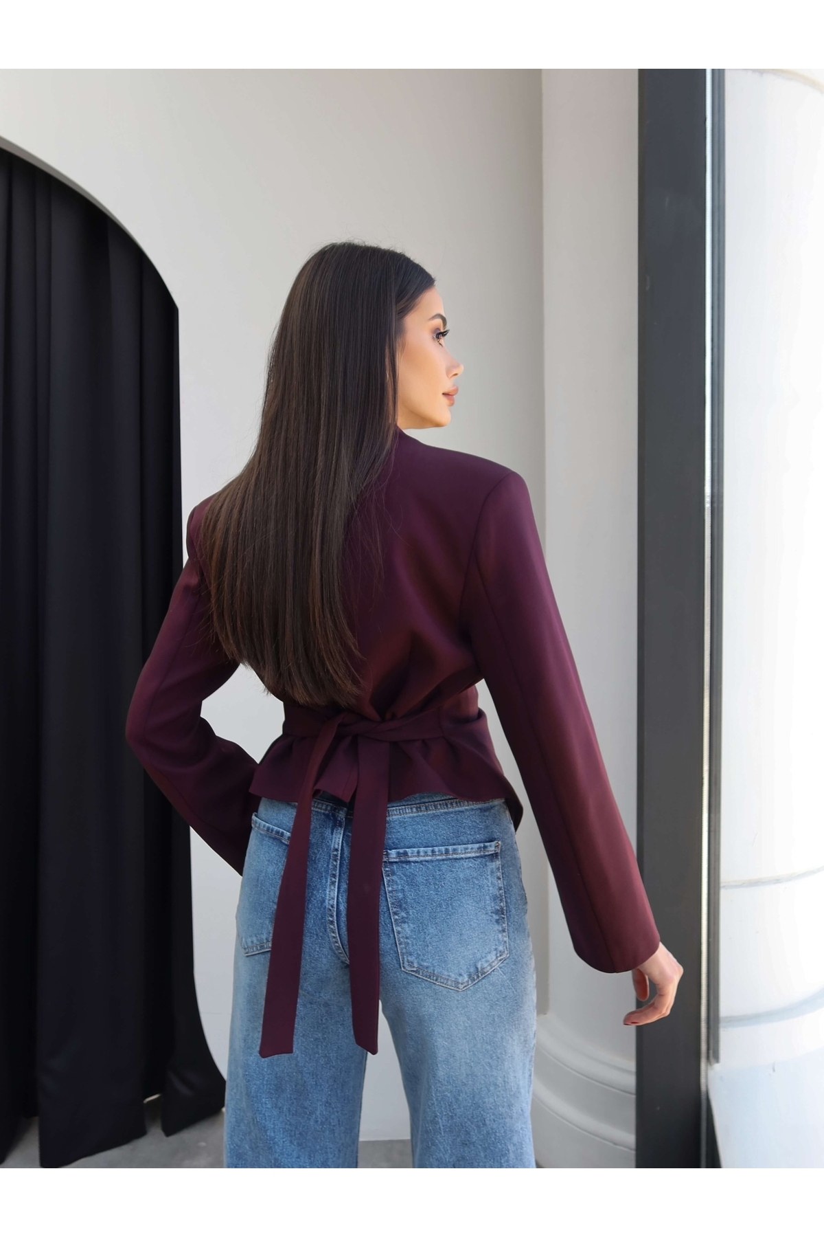 ESRAHELVACI  Bel Bağlama Detaylı Blazer Ceket - Görsel 5