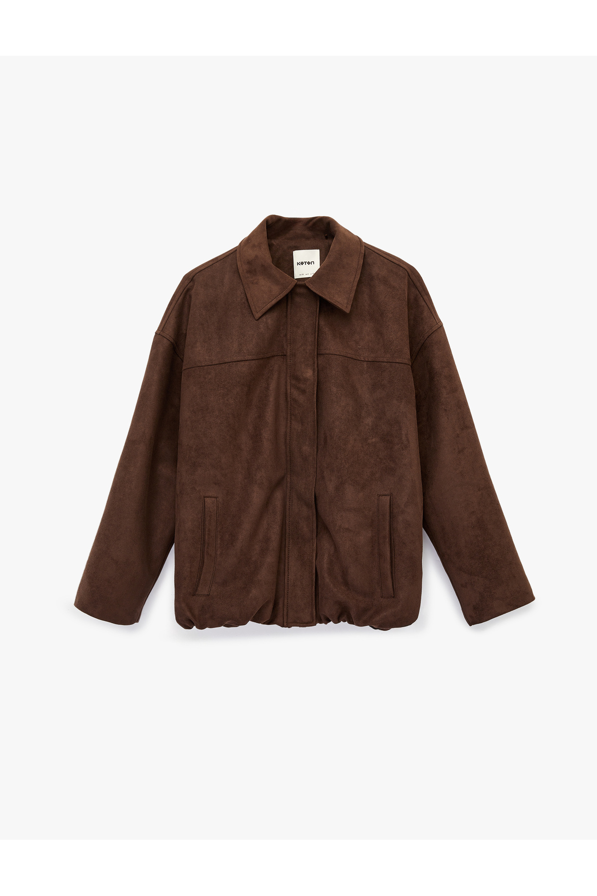 Koton  Uzun Kollu Cepli Fermuarlı Suni Süet Ceket - Görsel 3