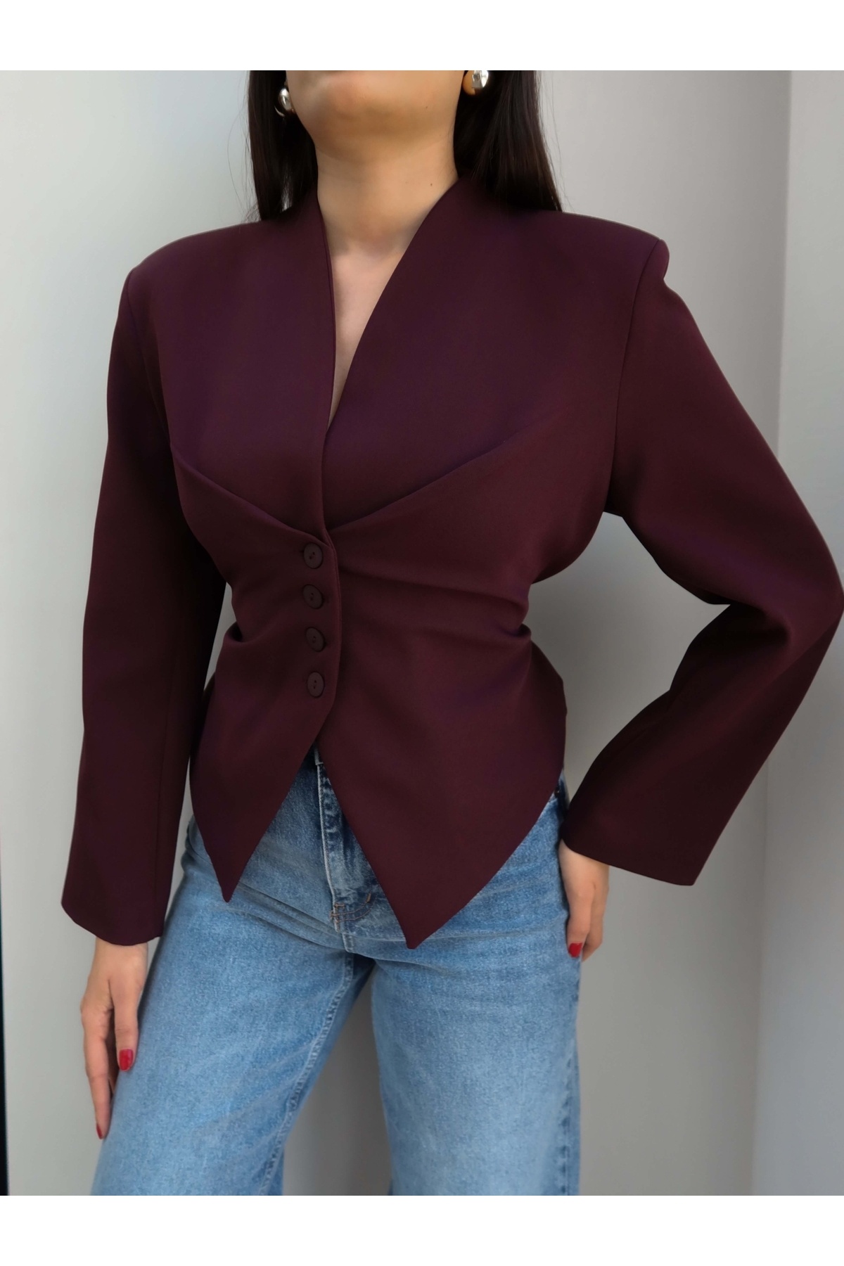 ESRAHELVACI  Bel Bağlama Detaylı Blazer Ceket - Görsel 3