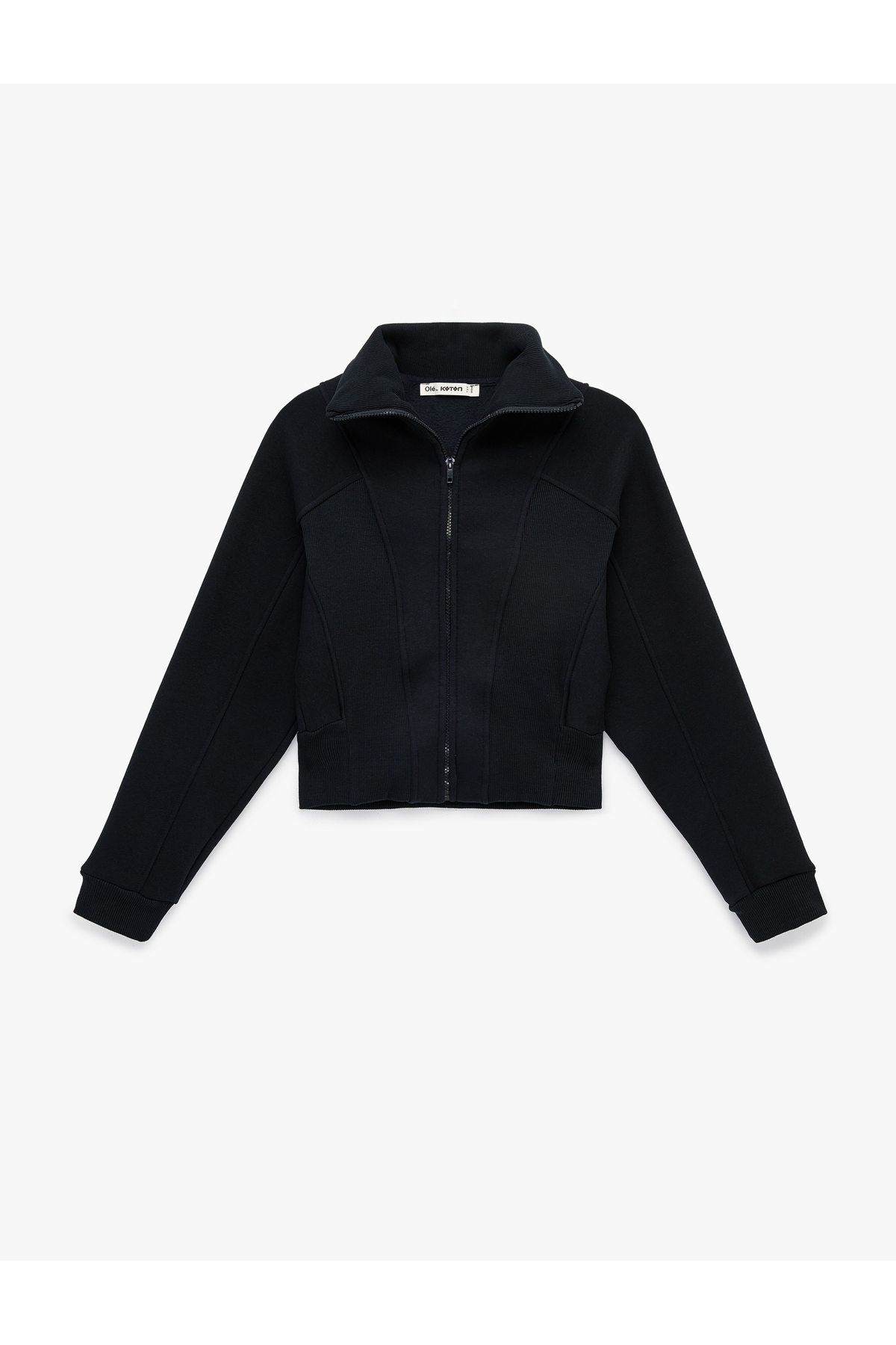 Koton  Şardonlu Uzun Kollu Klasik Yaka Fermuarlı Sweatshirt - Görsel 3