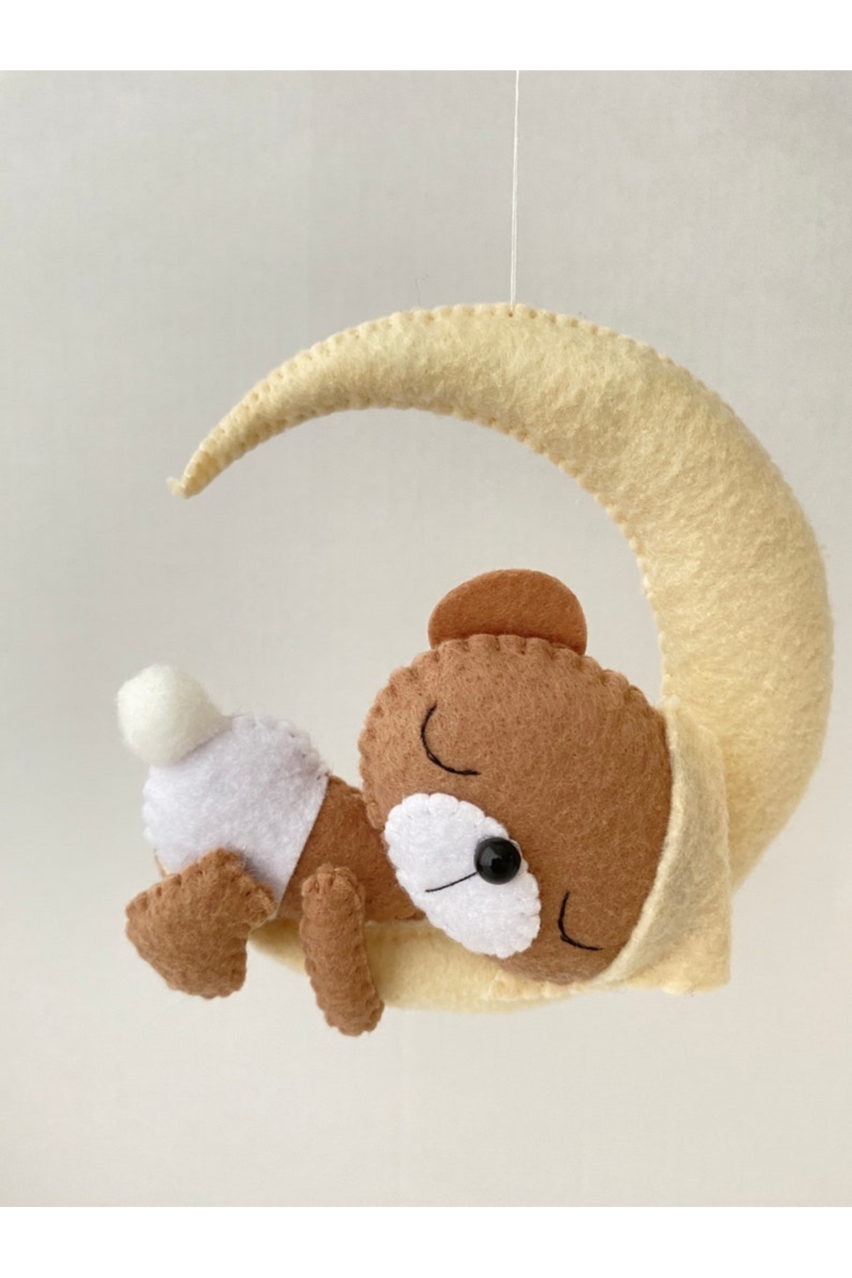 TREND METFİQ DECORATİON Montessori Uyumlu Yenidoğan Uyku Arkadaşı El Yapımı Keçe Bebek Dönencesi müzikli oda baby fotoğrafı 6 (önizleme)