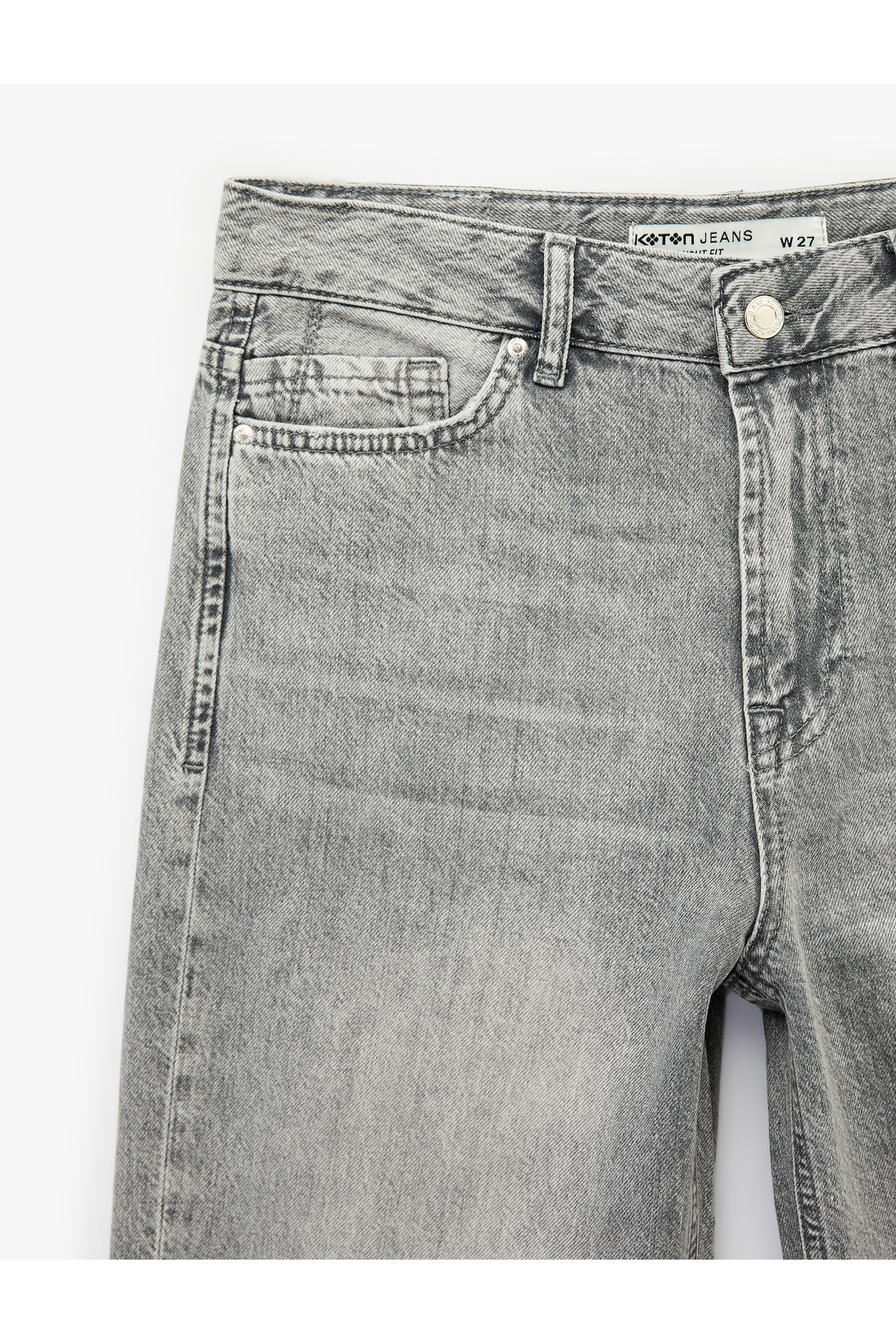 Koton  Pamuklu Normal Bel Düğmeli Düz Paça Denim Pantolon - Straight Fit Jean - Görsel 6