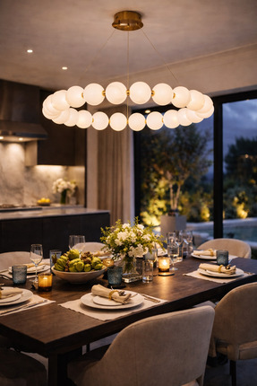 Vinner Lumiera Halo 100 cm Gold Cam Küre Modern Salon Avizesi Halka Tasarım Y...