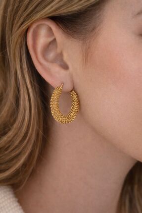 Lumiva accessories 316L Çelik Spiral Halka Küpe - Gold Renk