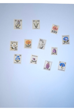 Leapin Craft Pul Sticker-Çiçek Temalı Sticker Seti (50 adet, vintage, scrapbo...