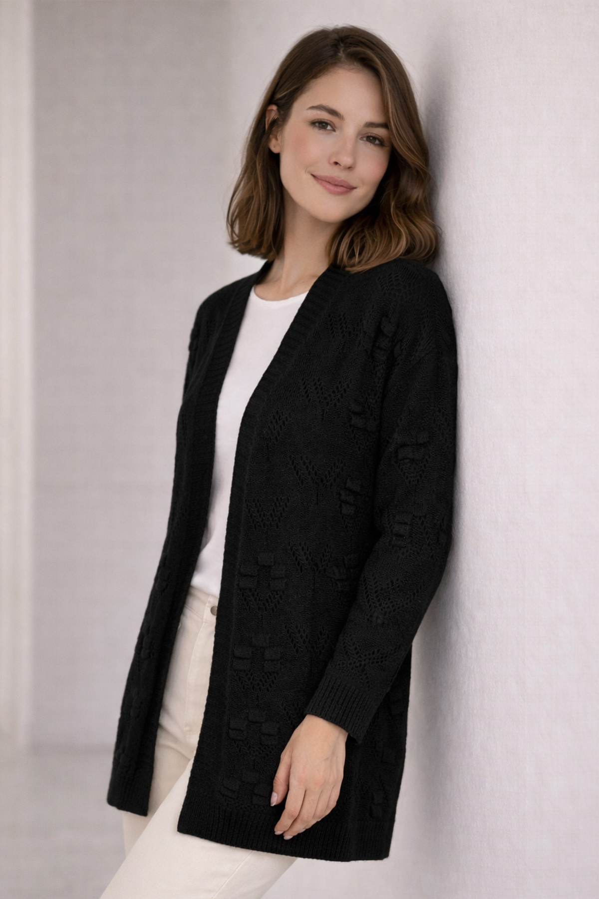 benguen  Yazlık Pamuk Hırka R4551 Siyah - Görsel 3