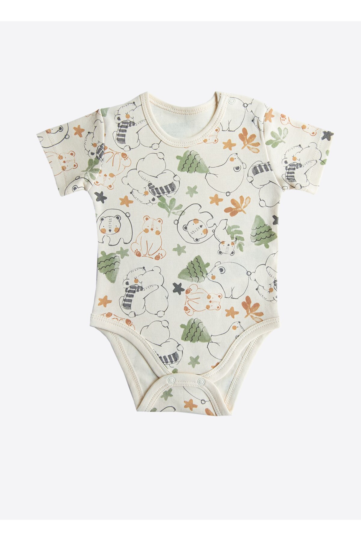 kitikate Organik Cute Bear 3'lü Kısa Kol Body Yeşil fotoğrafı 3 (önizleme)