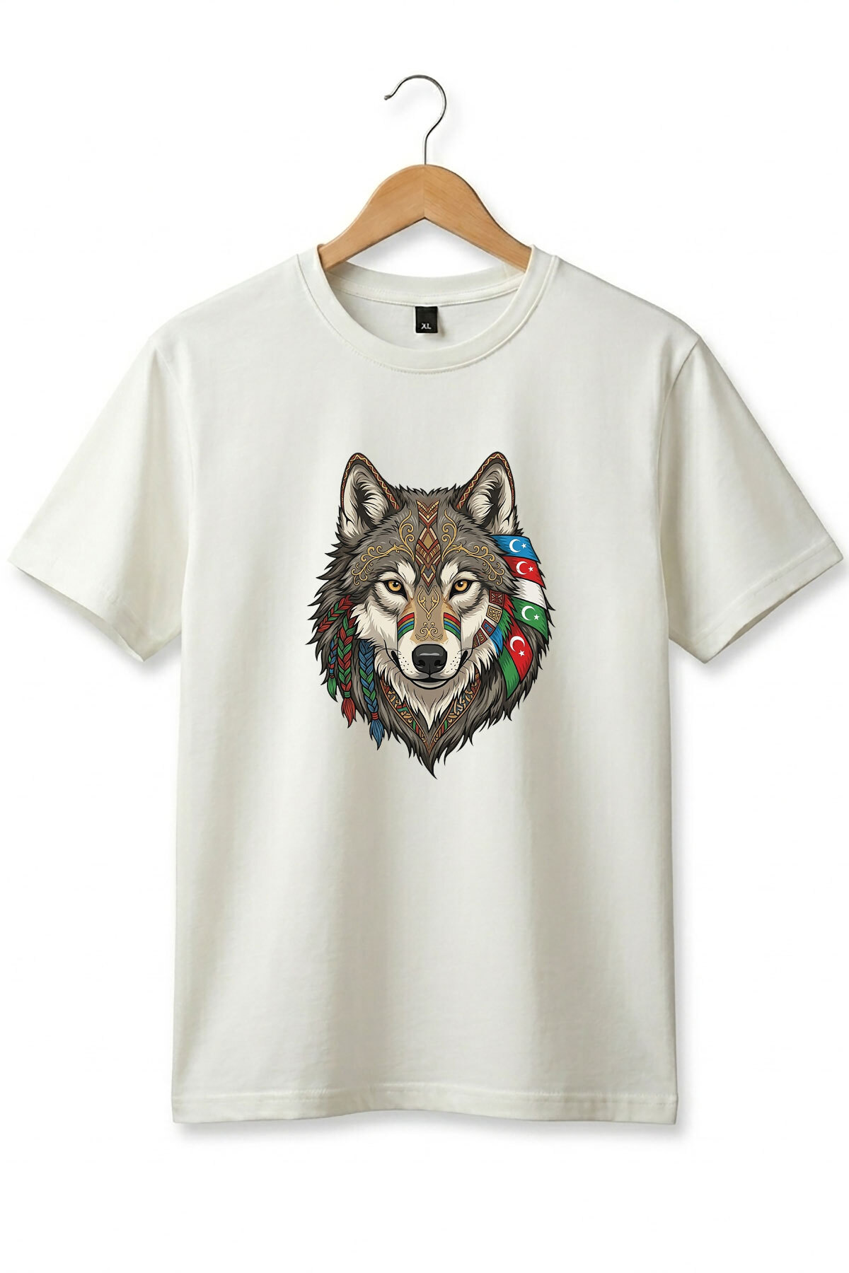 Kurt Turan Printed Turkish States Designed Bozkurt and Moon Star Basic Regular Fit T-shirt