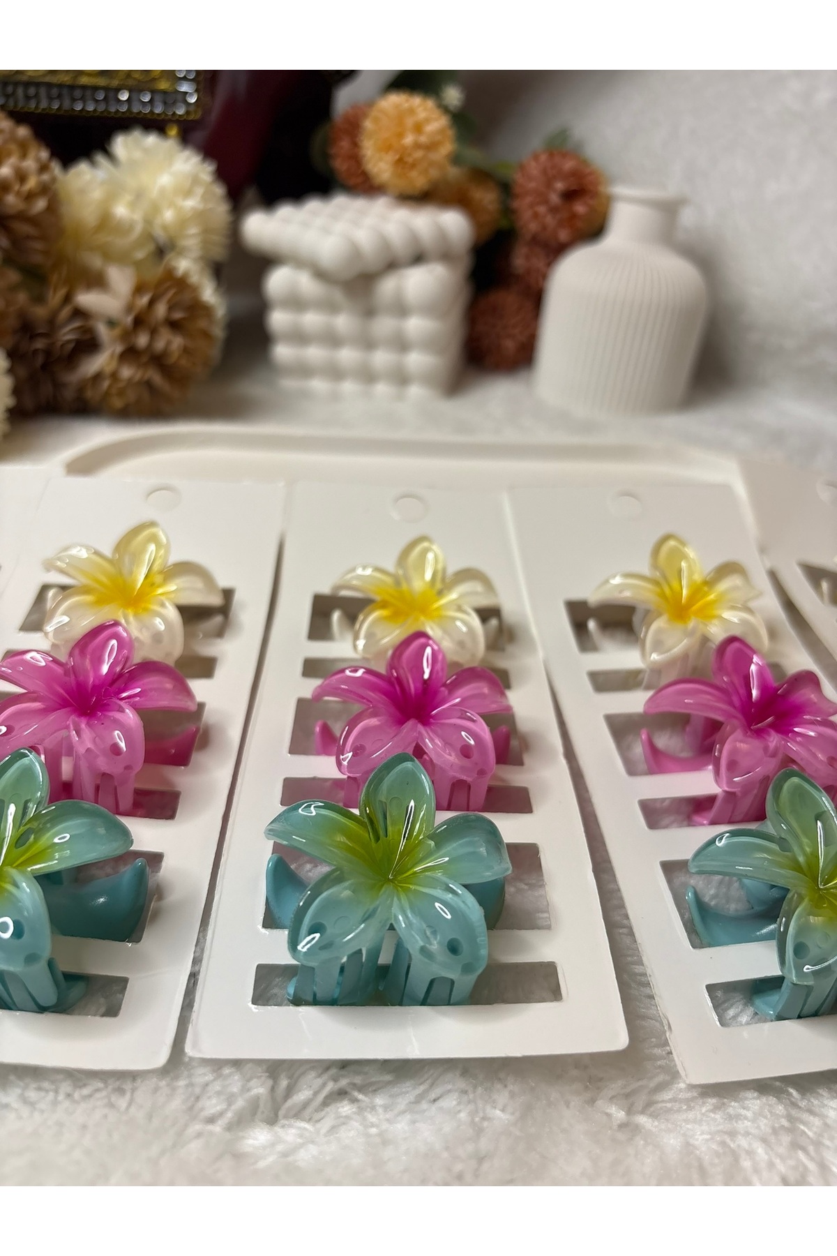 ADAA GIFT 3 Adet Kadın Lotus Çiçeği Toka 4 cm İthal görsel 2