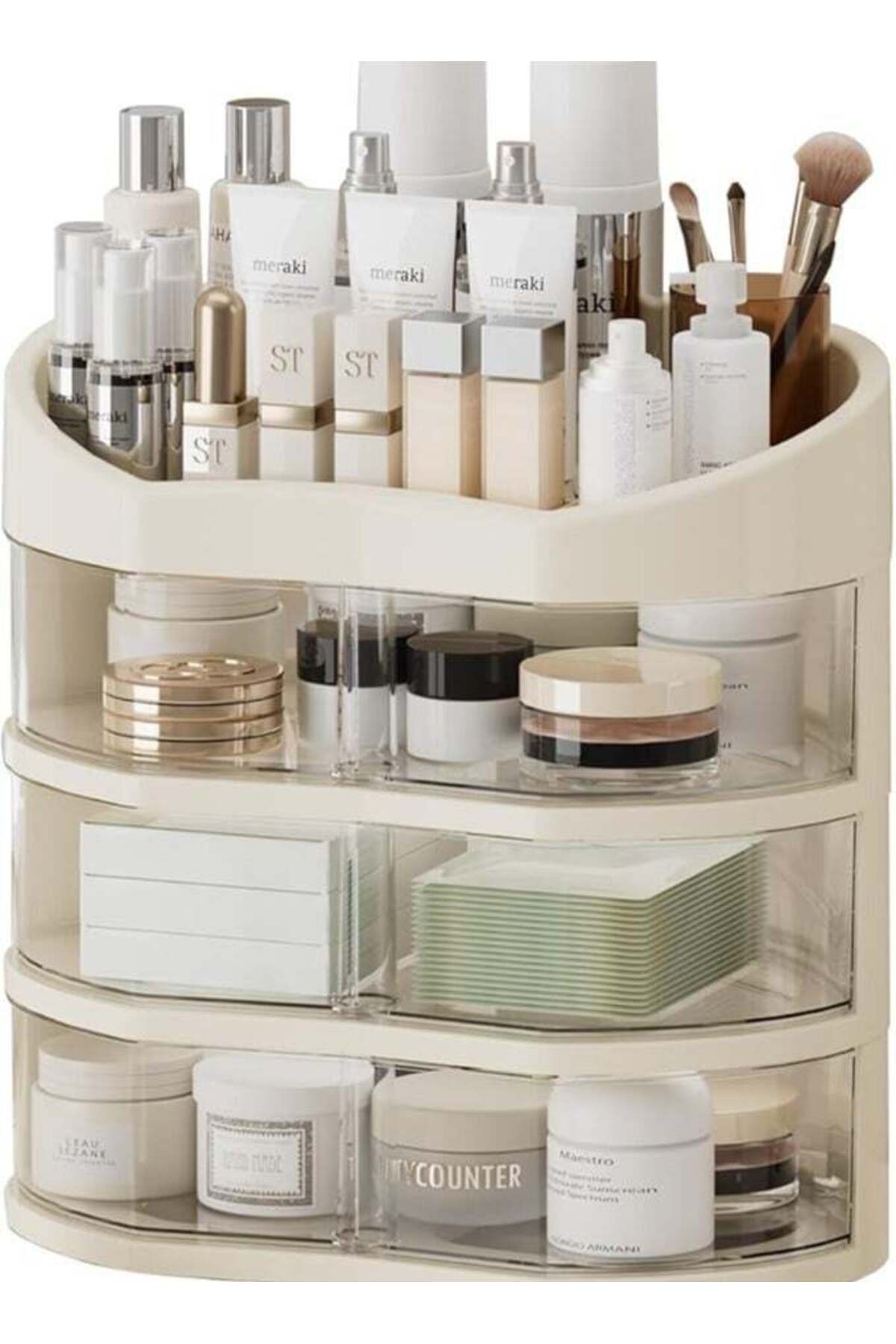 منظم مكياج دوار 360 درجة، علبة عرض مستحضرات تجميل...