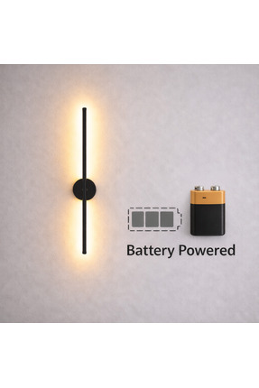 Store Pilli LED Duvar Apliği 60 cm Siyah – Kablosuz Modern Aplik