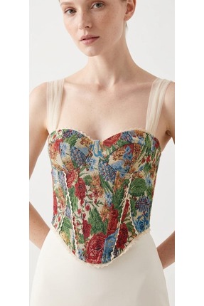 nottiva Goblen Dokulu Korse Büstiyer