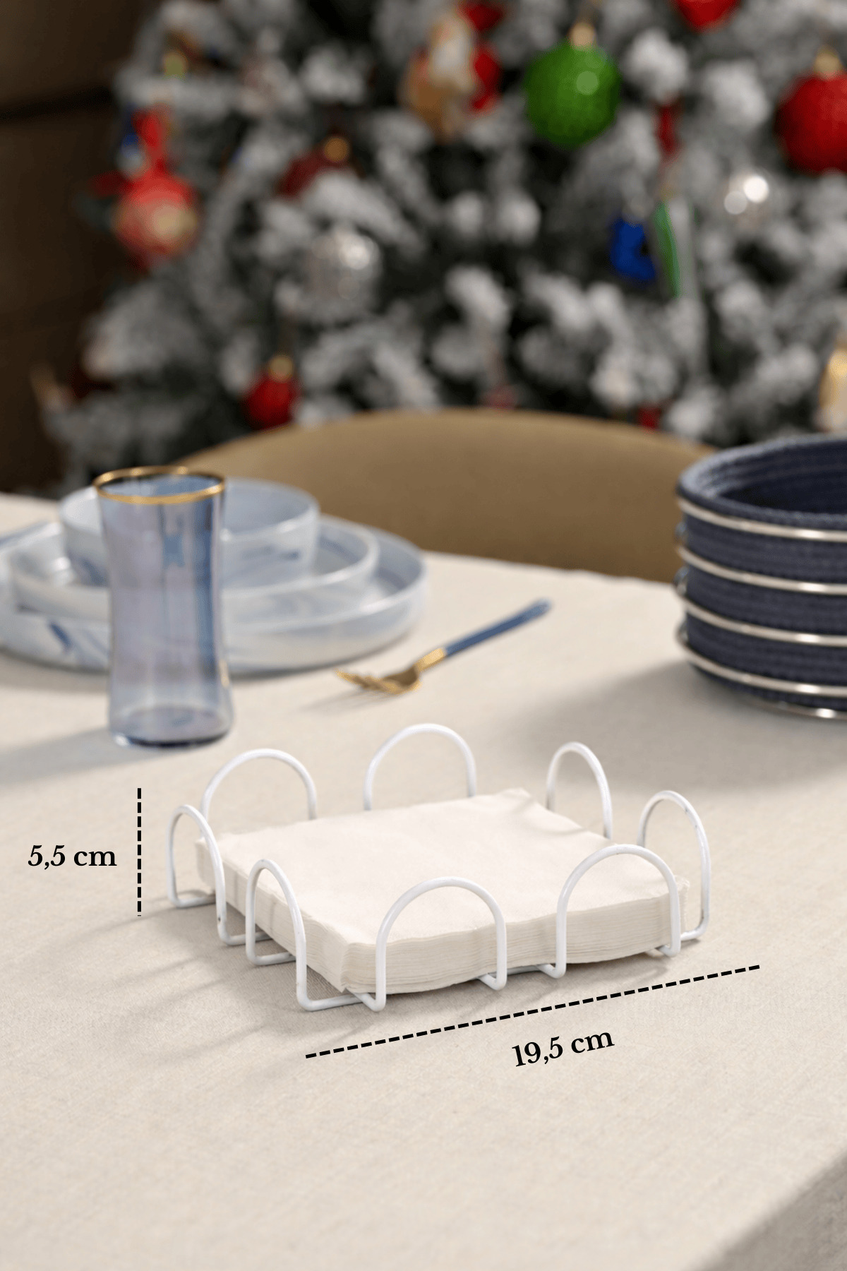 Bej 18 Cm Peçetelik Büyük Boy Peçete Standı Kafe Restoran Otel Paslanmaz Metal