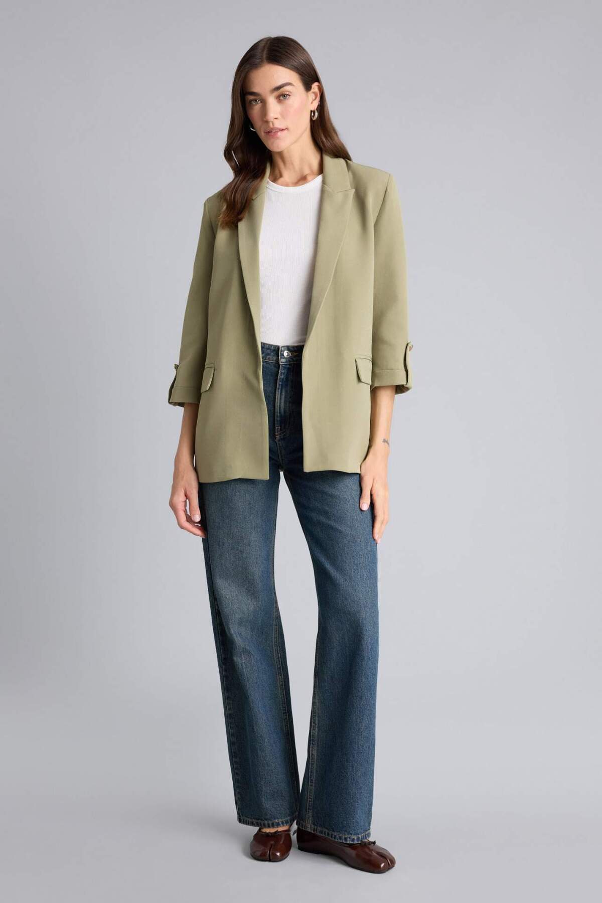 Defacto  Büyük Beden Basic Blazer Ceket C3215AX26SM - Görsel 2