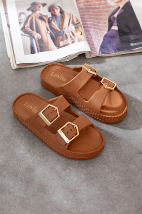 Melek Tuna Ayakkabı & Çanta Ekstra Rahat Çift Tokalı Yumuşak Tabanlı Terlik, ...