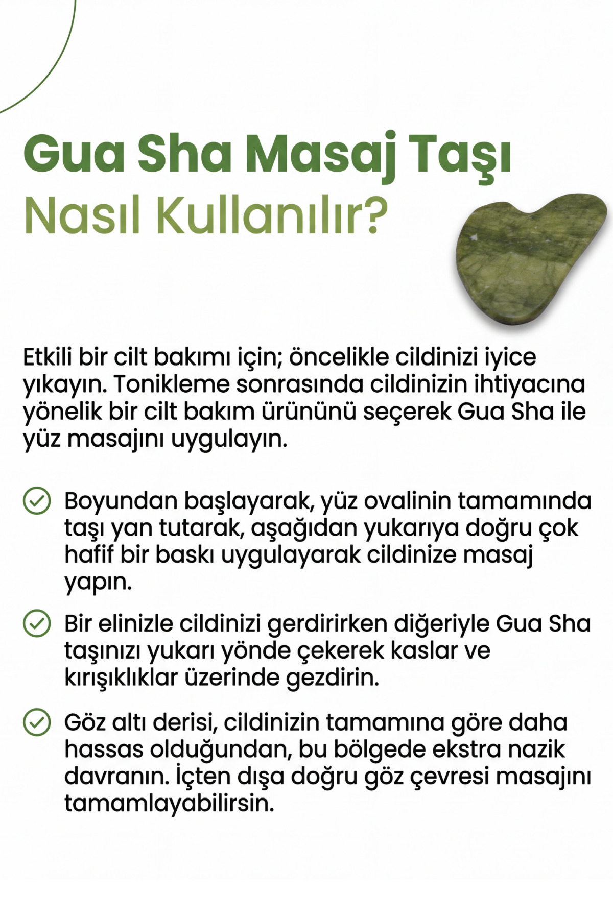 Yeşim Taşı Yeşil Gua Sha Yüz Masaj Taşı %100 Doğal ve Gerçek Kadın — سبز GuaSha — تصویر 4 از 7