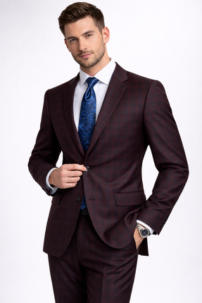 FABIO CASSEL Ekose Slim Fit Erkek Takım Elbise – Premium Kumaş, Modern Kalıp