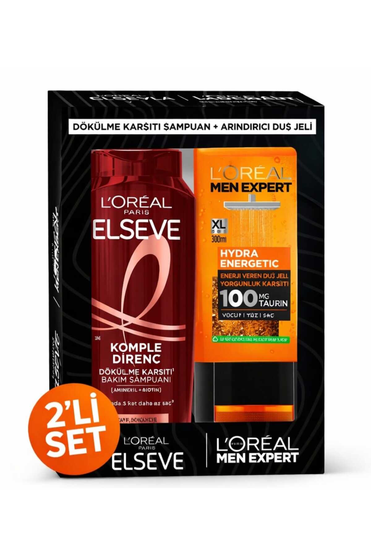 L'Oréal Paris Elseve Dökülme Karşıtı Şampuan + Men Expert Hydra Energetic Duş Jeli 2'li Erkek Seti
