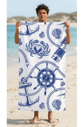 PANCHY CANKY Desenli Plaj Havlusu 75x150 cm Yumuşak Pamuklu Büyük Boy Deniz H...