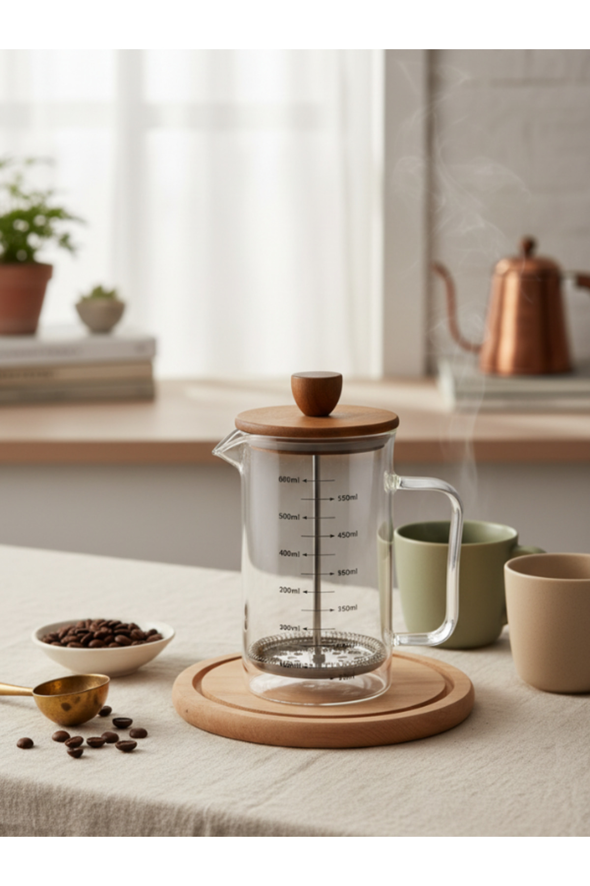 French Press with Acacia Lid 600 ML