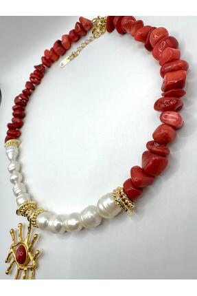 Mua Bijoux Doğal Mercan Taşlı Barok İnci Detaylı Altın Kaplama Güneş Kolye – ...
