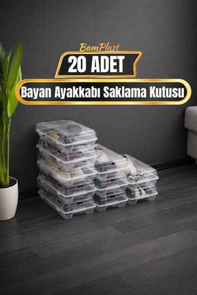 BAMPLAST 20'li Şeffaf Kadın Ayakkabı Saklama Kutusu – Hava Delikli, İstiflene...
