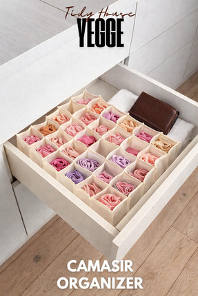 YEGGE 30 Gözlü Petek Organizer , Çamaşır ve Çorap Düzenleyici , Şal ve Tülben...