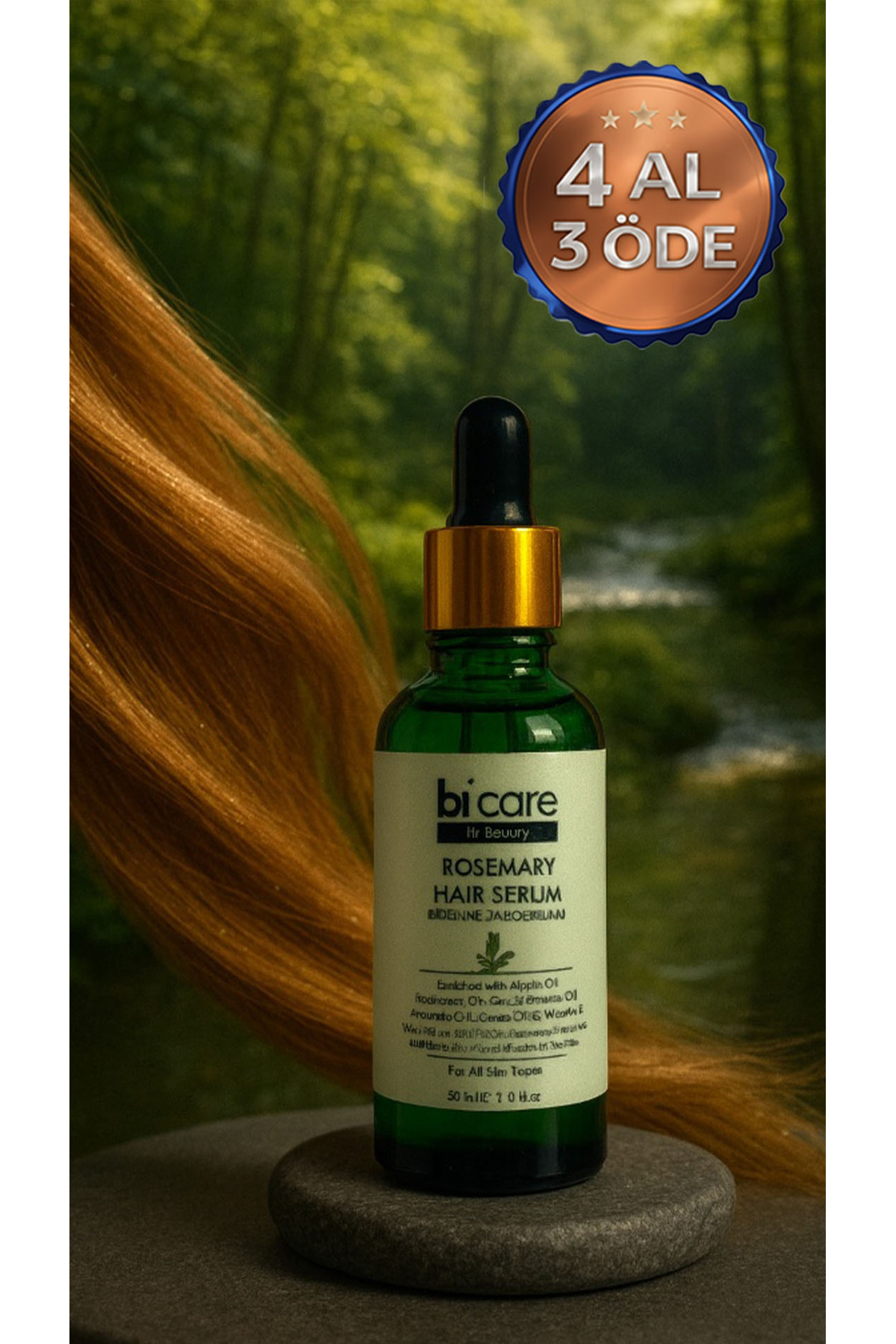 Biberiye Özlü Dökülme Karşıtı Saç Bakım Seti - Şampuan 500ml + Serum 50ml Güçlendirici — NRA-SET-ROSE01 — تصویر 5 از 5
