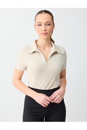 Jimmy Key Taş Dar Kesim Kısa Kollu Polo Yaka Örme Bluz
