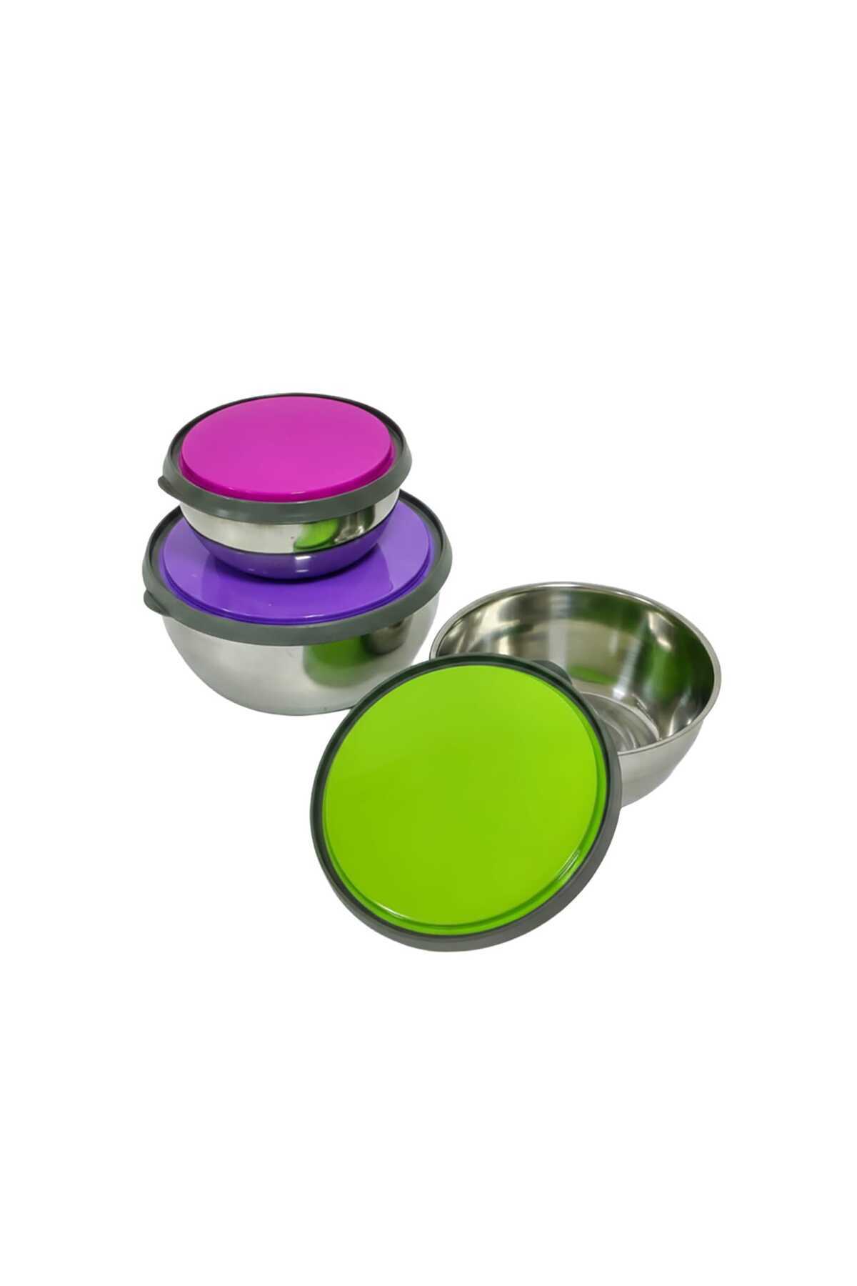 Home Stainless Steel Food Container, 3 pcs, Assorted