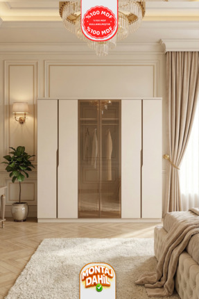 İMBAŞ Çeşme Vizon 6 Kapaklı Gardırop %100 MDF