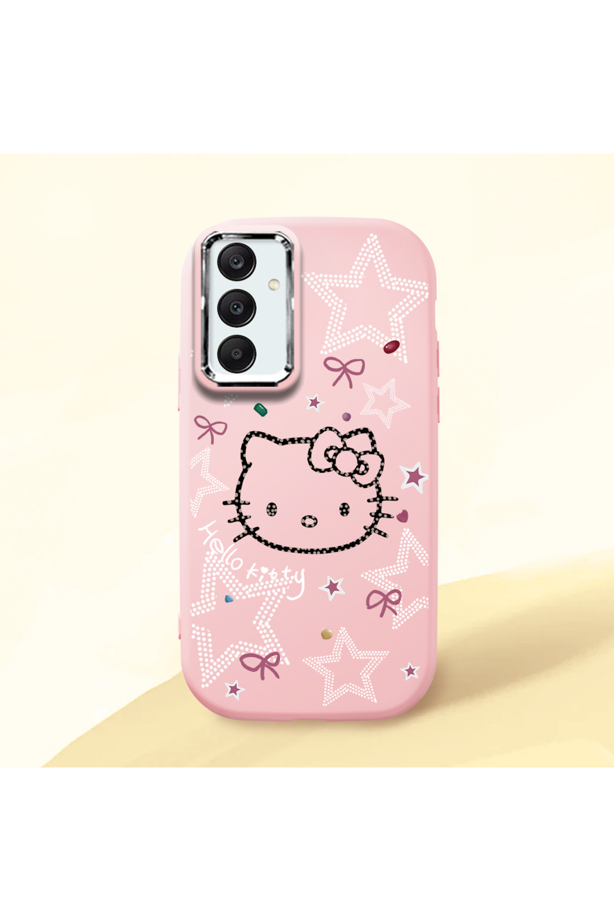 Pink Soft Silicone Phone Case with Samsung Galaxy A25 Compatible Hello Kitty Pattern Camera Protection