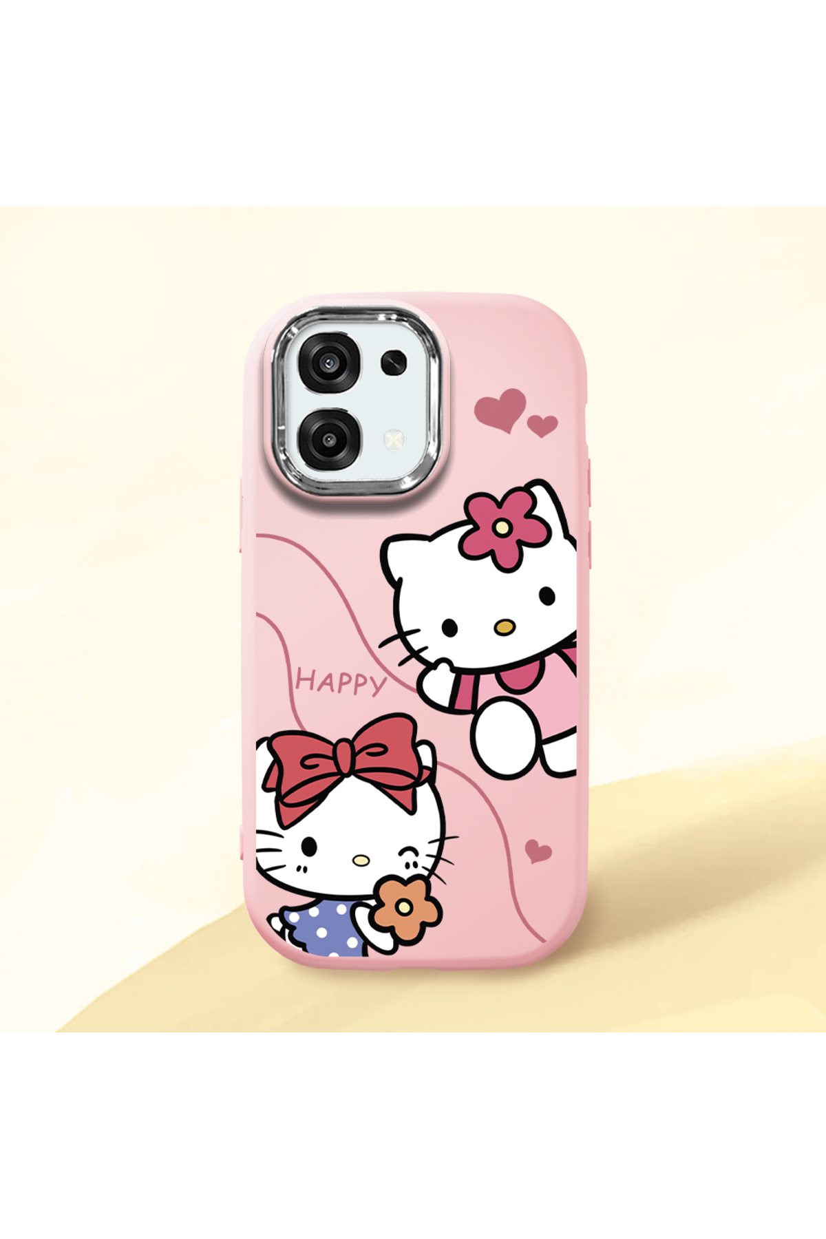 Oppo A6 Pro Compatible Pink Soft Silicone Phone Case with Camera Protection Hello Kitty Pattern