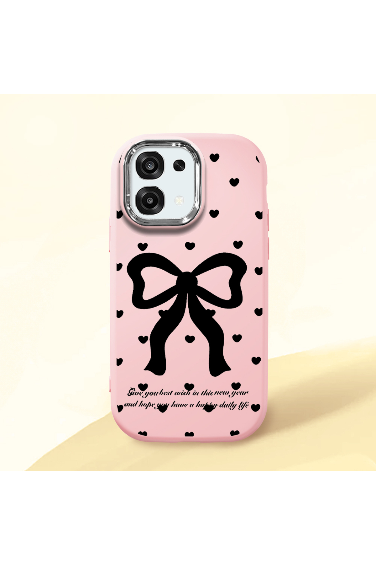 OPPO A6 Pro Compatible Pink Soft Silicone Phone Case with Camera Protection Bowtie Pattern