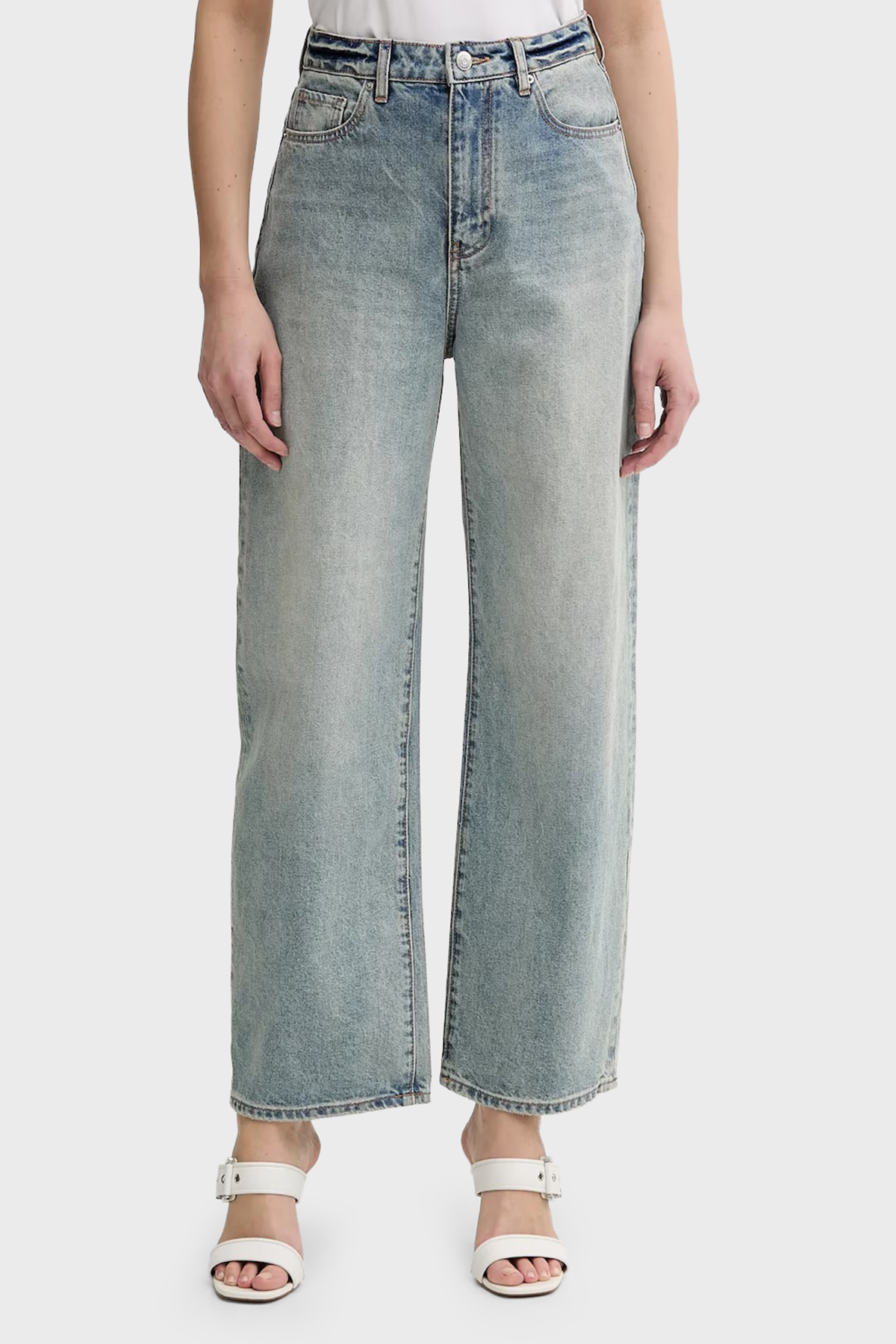 شلوار جین راسته کمر بلند نخی گشاد مدل XW000100 AF10869 MB آرمانی اکسچنج شلوار جین Armani Exchange