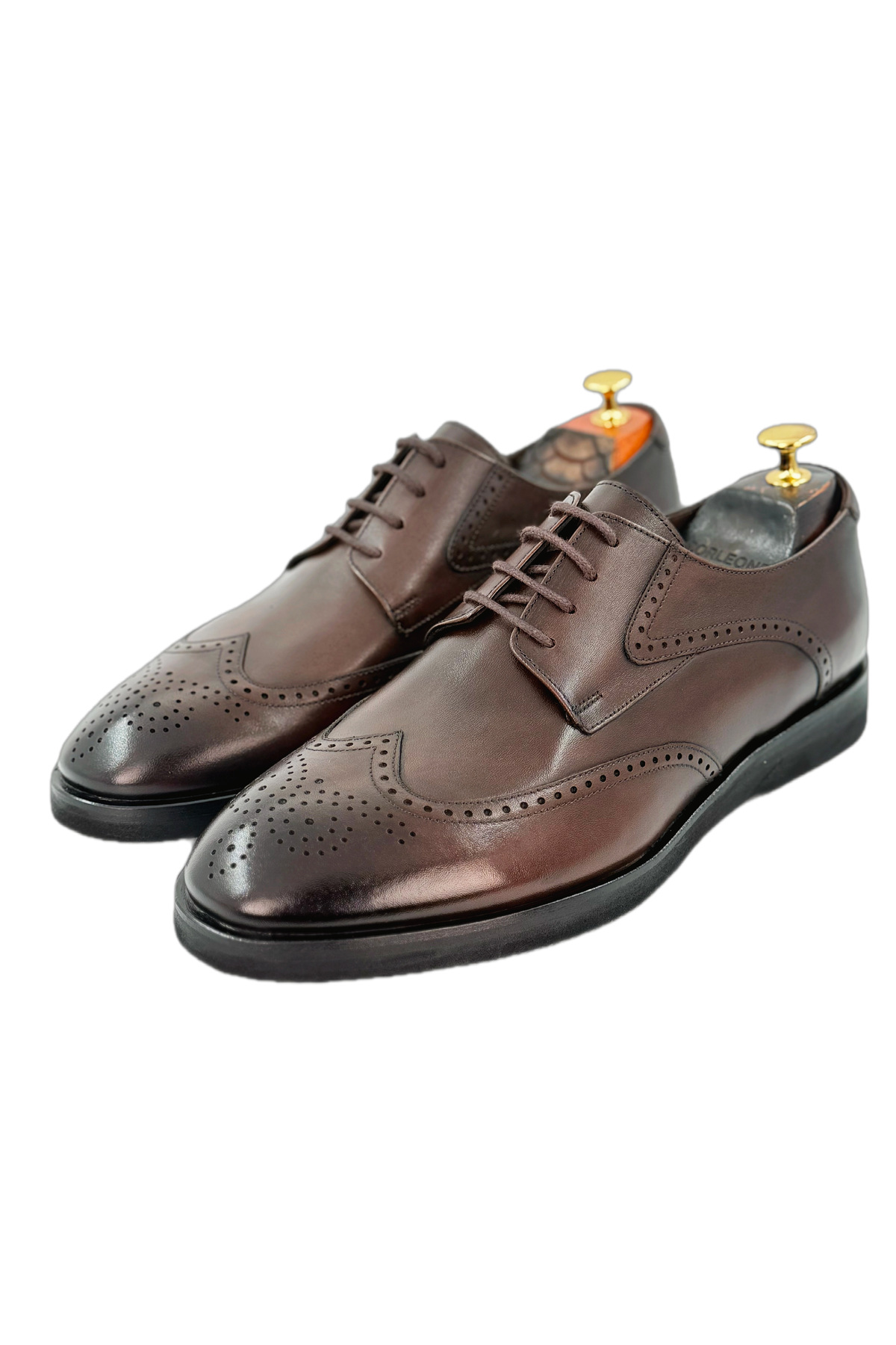 the corleone Erkek Kahverengi Hakiki Deri Klasik Bağcıklı Wingtip