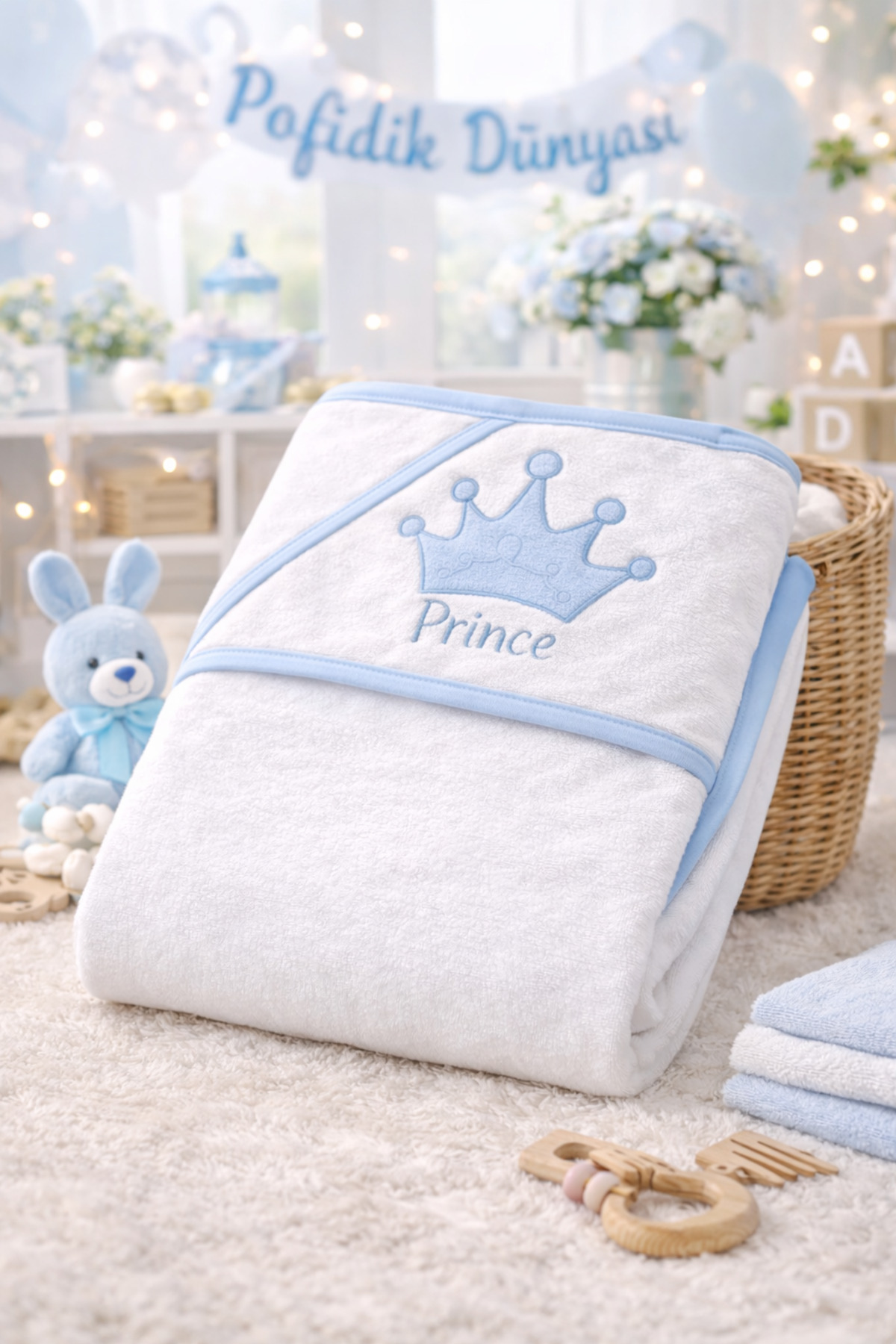 NANAB Prince Taç Nakışlı Kapüşonlu Bebek Havlusu - Fiyatı, Yorumları