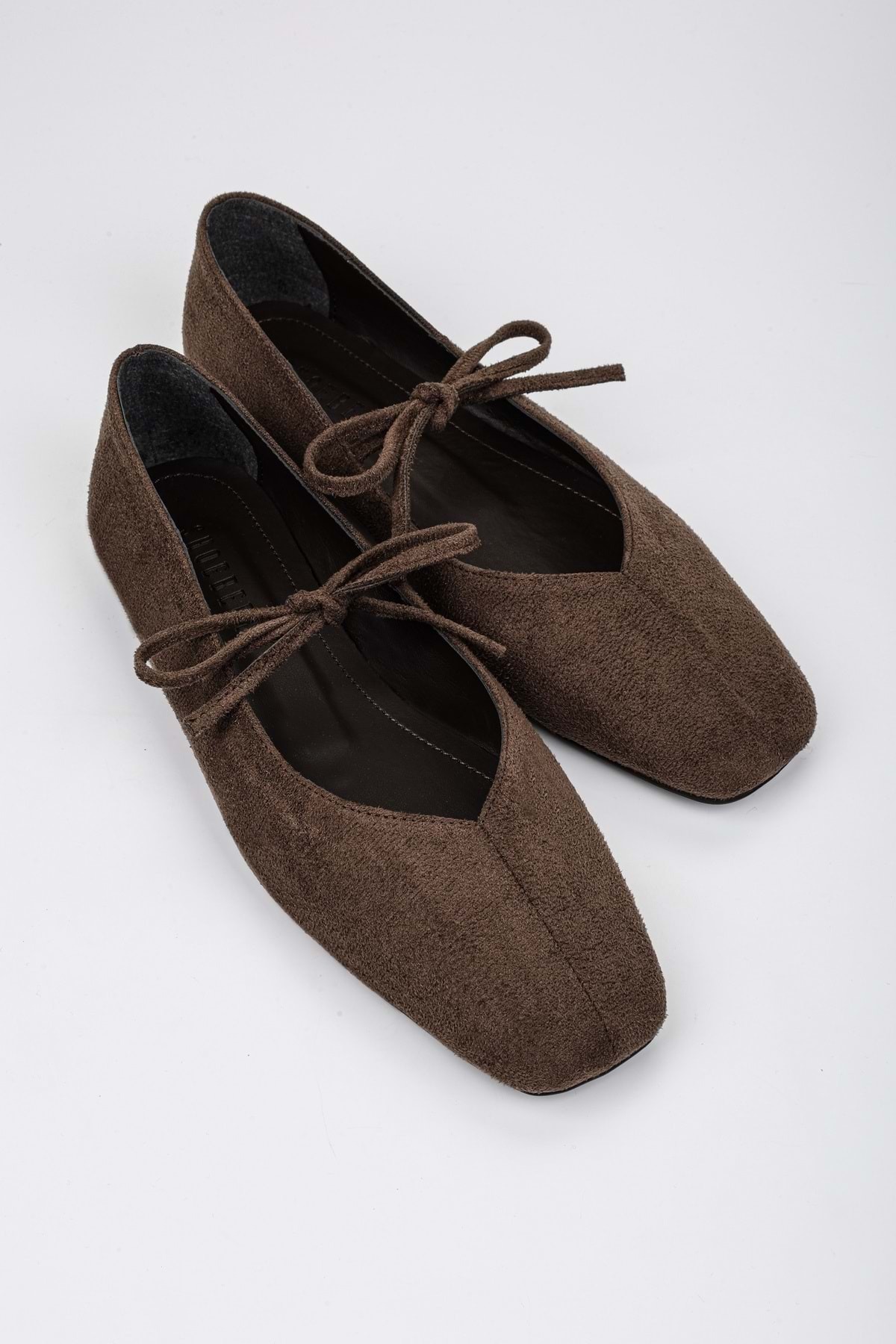 Shoeberry Kadın Noriel Kahve Süet Bağlamalı Babet görsel 4