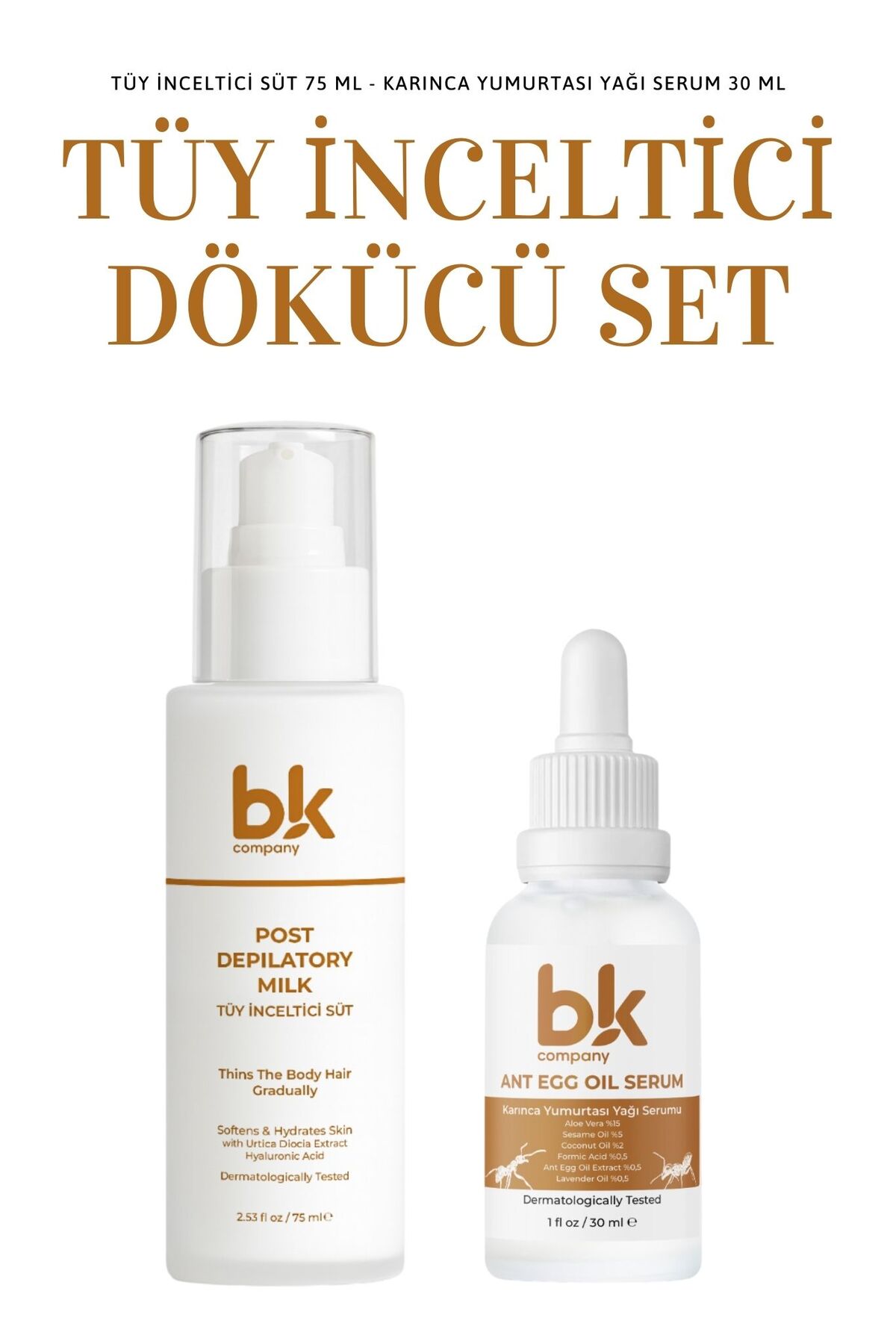BK COMPANY 2'li Tüy Bakım Seti - Karınca Yumurtası Yağı Serum - Tüy ve Nemlendirici Süt — BkTüyİncelticiDökücüBakımSet
