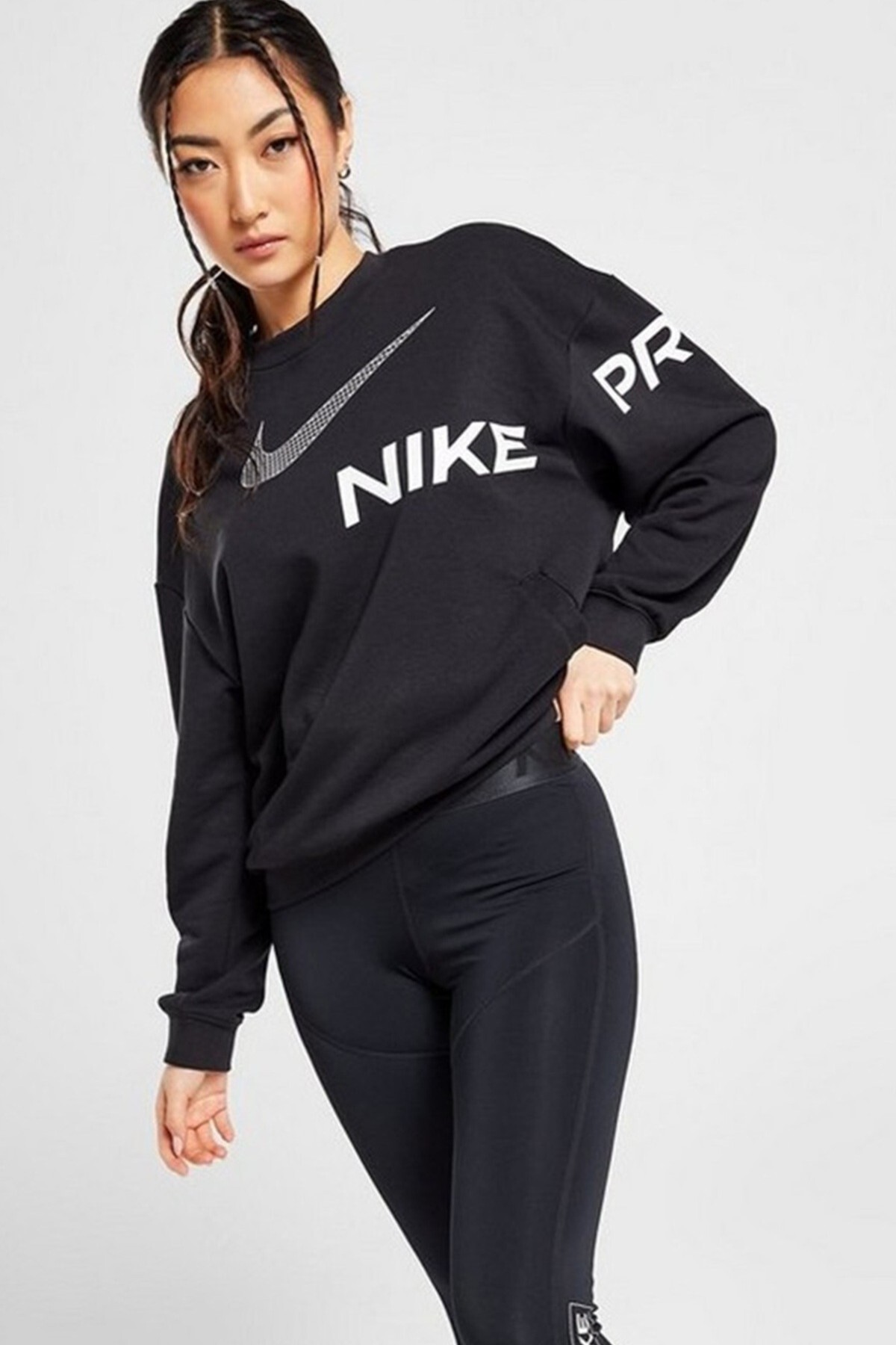 Nike Dri-Fit French Terry Graphic Running Womens Sweatshirt Kadın Cepli Bol Kesim Koşu Sweatshirt Si görsel 3