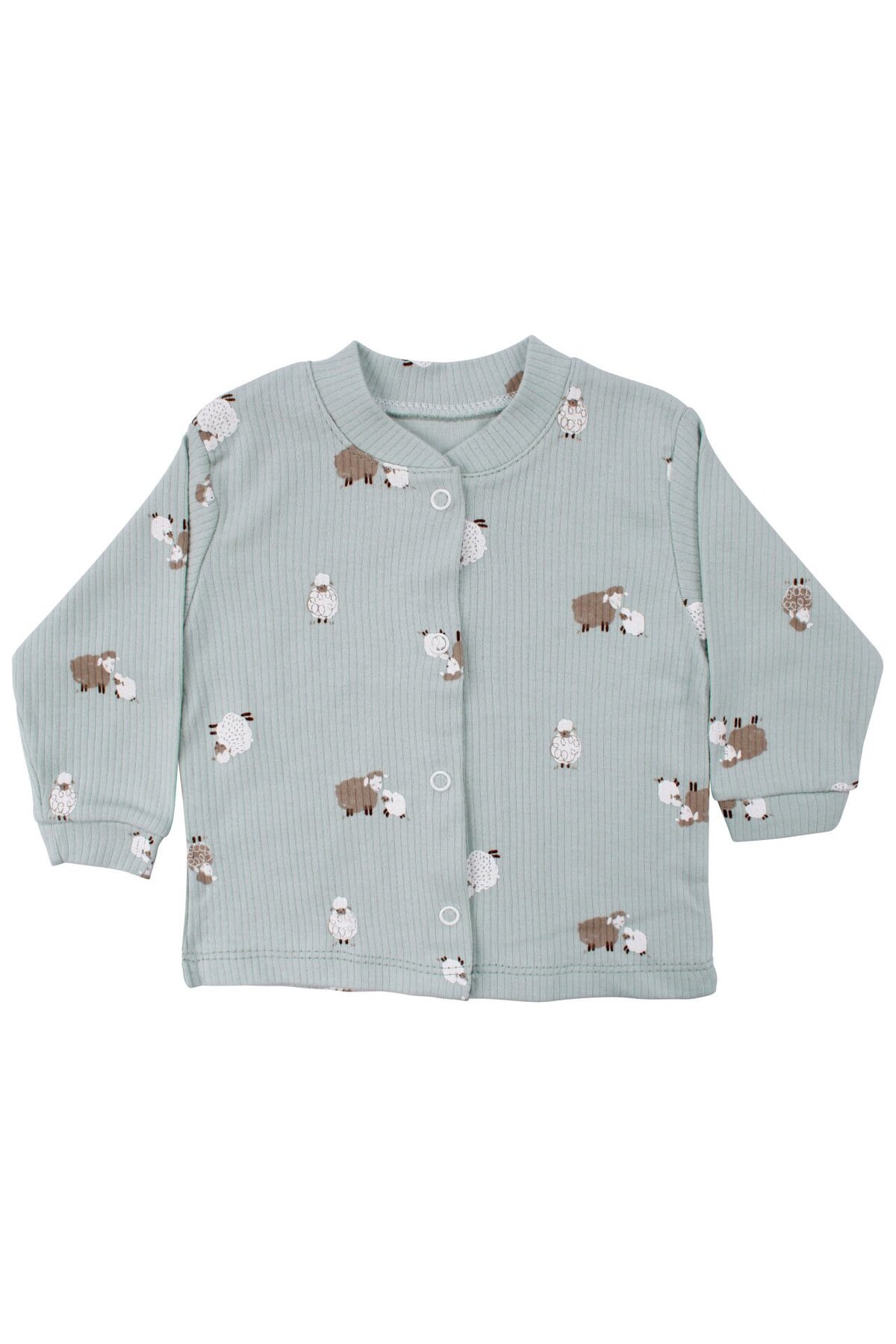 bebegen Unisex Yeşil Kuzulu Desenli Çıtçıtlı Pijama Takımı fotoğrafı 3 (önizleme)